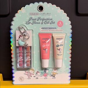 Peanuts x Célavi Pout Perfection Lip Gloss & Lip Oil Set - Pink & Cream